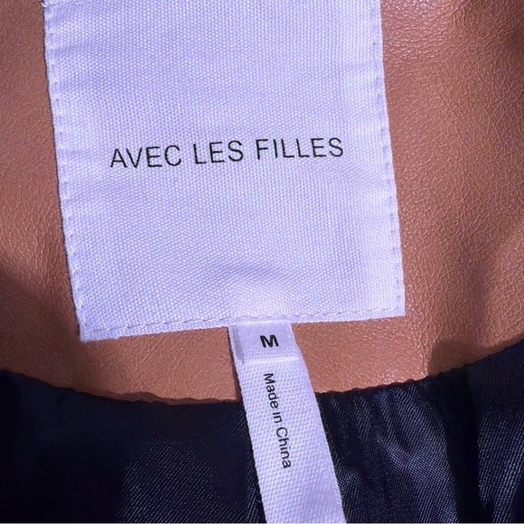 Women's Avec Les Filles Jacket – Camel synthetic leather biker style - Picture 11 of 12